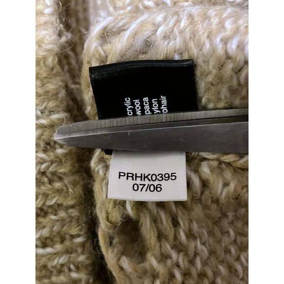 Y2K Limited Plunge Neck Sweater S Cropped Open Knit Wool Alpaca Mohair Neutral - Picture 8 of 8